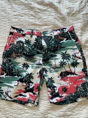 Tommy Hilfiger Tropical Print Shorts - Green, Red, Black